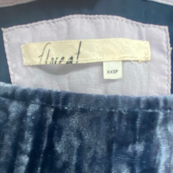 Floreat Anthropologie Women's Crinkled Velvet Blue Mini Shift Dress XXS PETITE - Picture 4 of 11